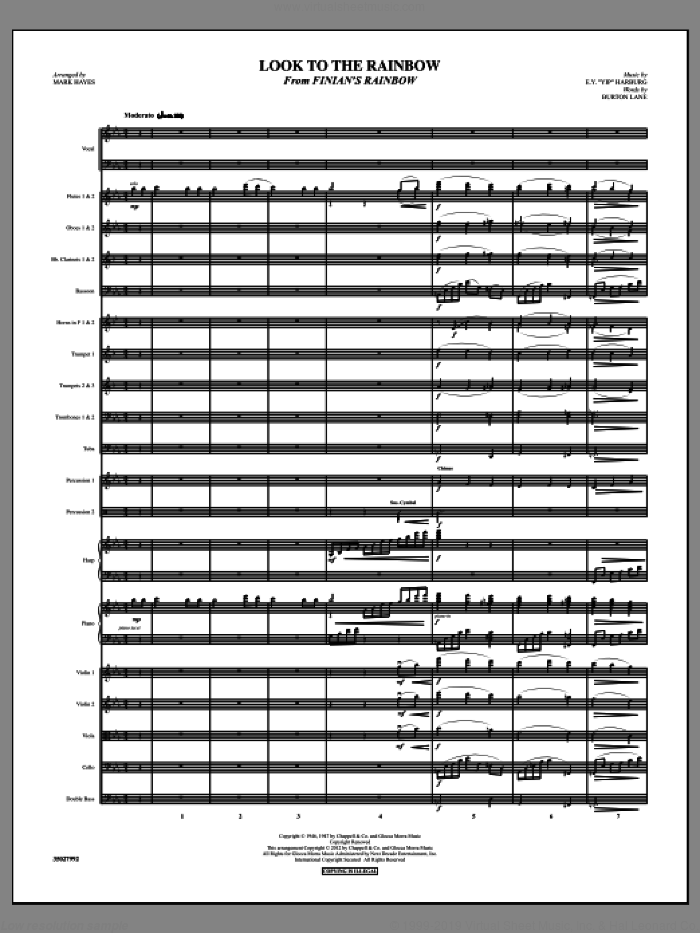 Look To The Rainbow (complete set of parts) sheet music for orchestra/band (Orchestra) by Mark Hayes, Burton Lane and E.Y. Harburg, intermediate skill level