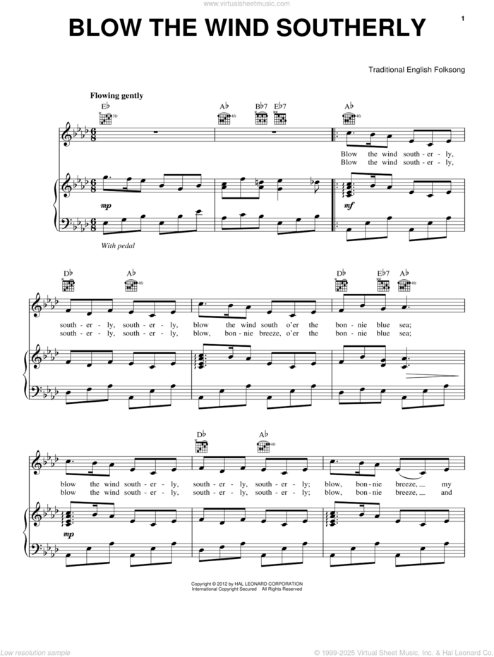 Blow The Wind Southerly sheet music for voice, piano or guitar by John Stobbs and English Folk Melody, intermediate skill level