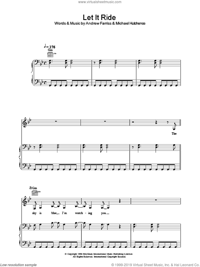 Let It Ride sheet music for voice, piano or guitar by INXS, Andrew Farriss and Michael Hutchence, intermediate skill level