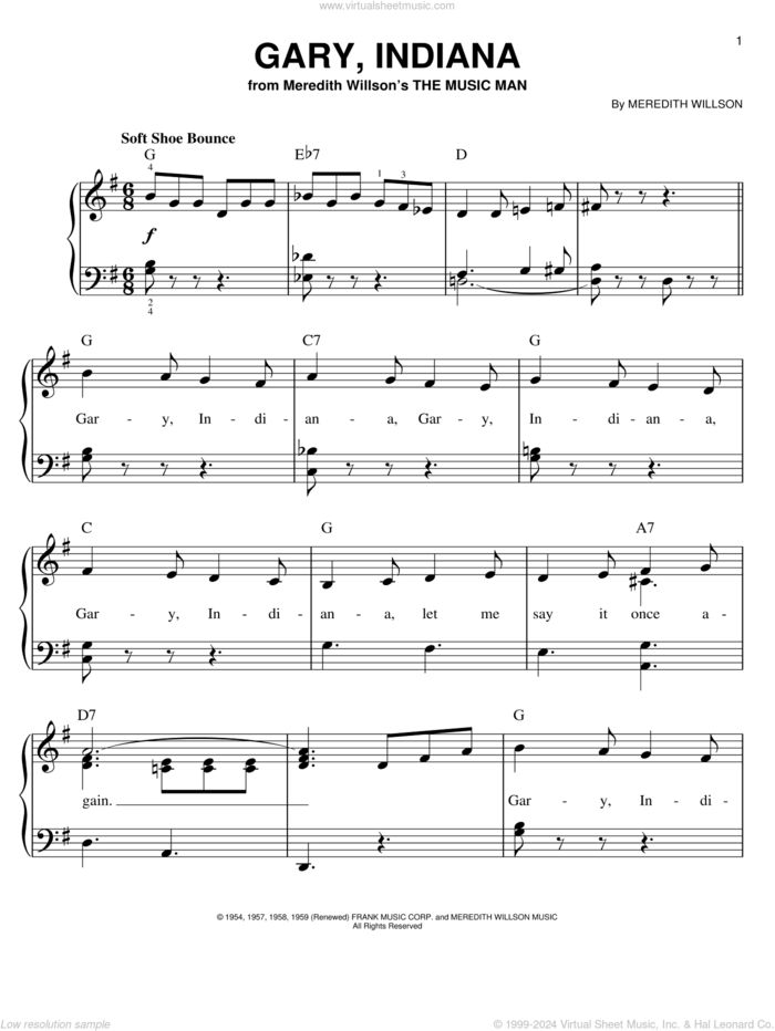 Willson Gary Indiana Sheet Music For Piano Solo Pdf