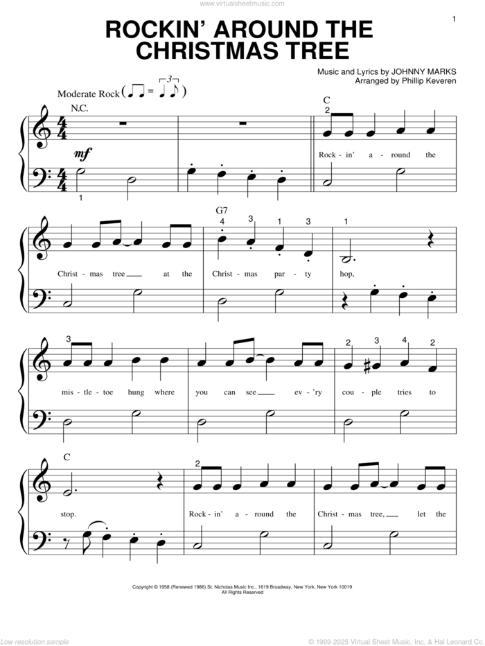Rockin' Around The Christmas Tree (arr. Phillip Keveren) sheet music for piano solo (big note book) by Brenda Lee, Phillip Keveren, LeAnn Rimes and Johnny Marks, easy piano (big note book)