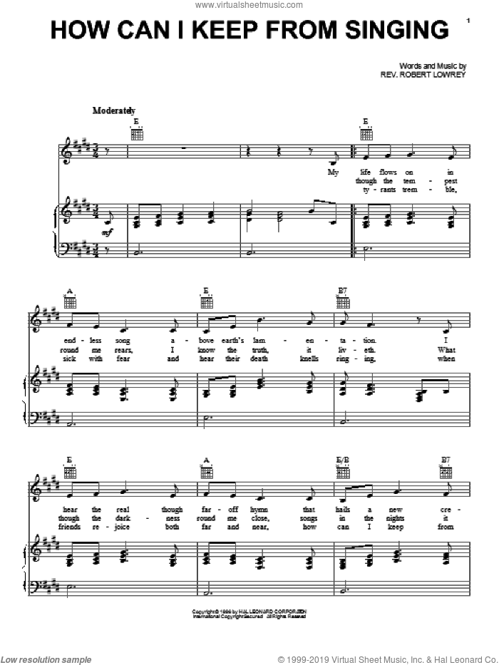 How Can I Keep From Singing sheet music for voice, piano or guitar, intermediate skill level