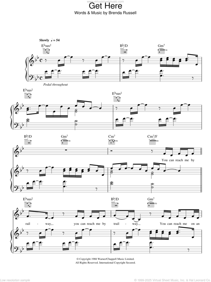 Get Here sheet music for voice, piano or guitar by Oleta Adams and Brenda Russell, intermediate skill level