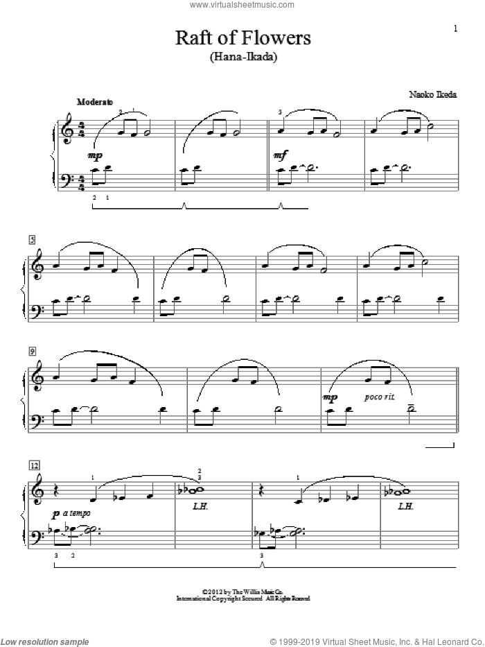 Raft Of Flowers (Hana-Ikada) sheet music for piano solo (elementary) by Naoko Ikeda, beginner piano (elementary)