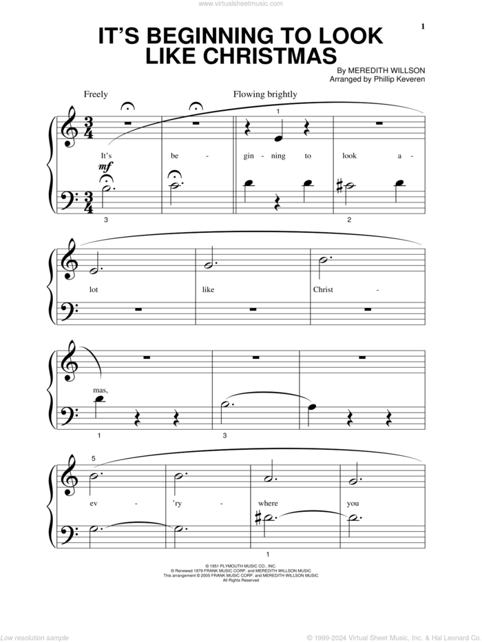 It's Beginning To Look Like Christmas sheet music for piano solo (big note book) by Meredith Willson, easy piano (big note book)