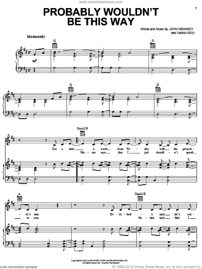 Probably Wouldn't Be This Way sheet music for voice, piano or guitar by LeAnn Rimes, John Kennedy and Tammi Kidd, intermediate skill level