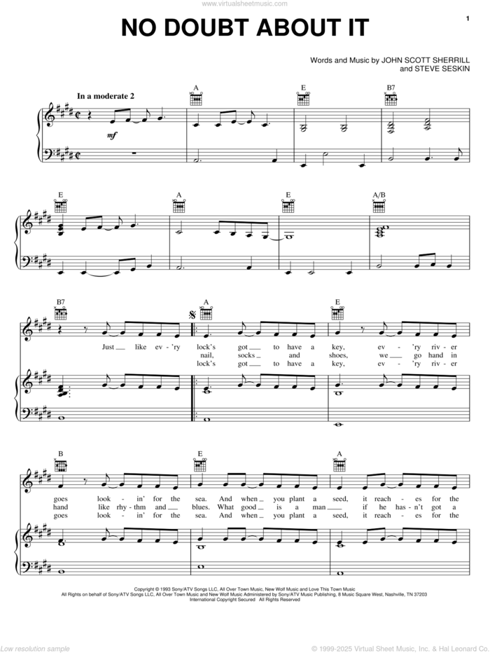 No Doubt About It sheet music for voice, piano or guitar by Neal McCoy, John Scott Sherrill and Steve Seskin, wedding score, intermediate skill level