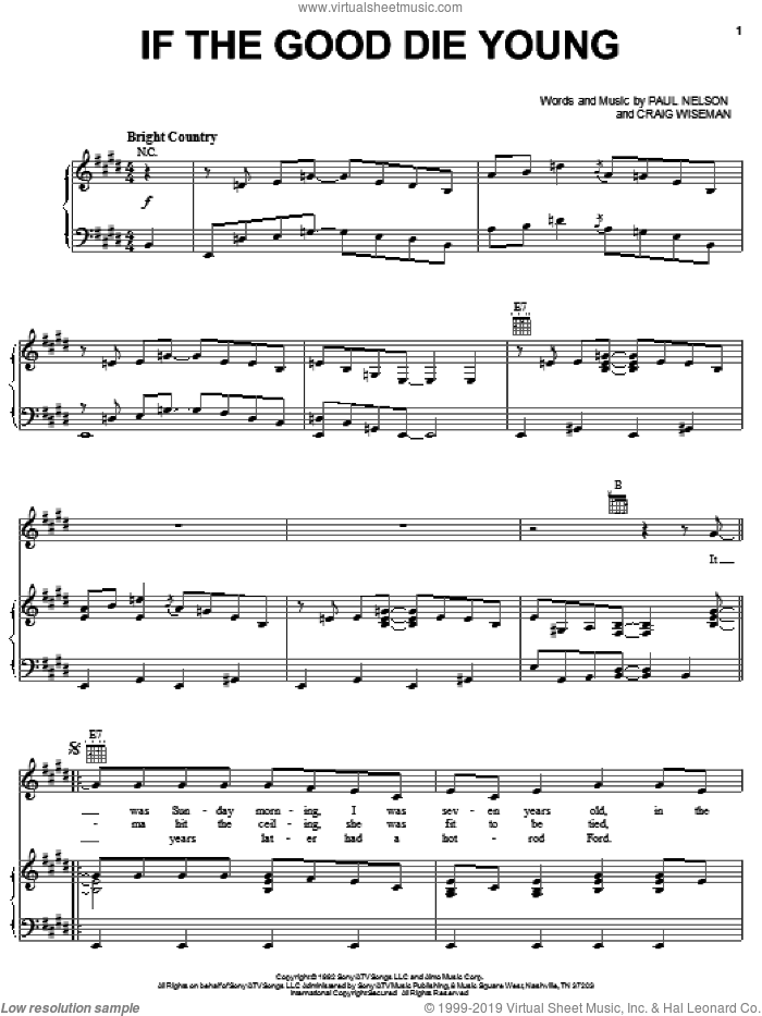 If The Good Die Young sheet music for voice, piano or guitar by Tracy Lawrence, Craig Wiseman and Paul Nelson, intermediate skill level