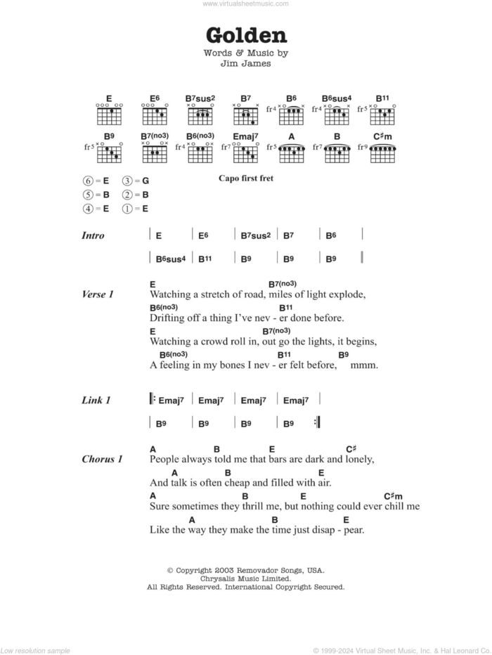 Golden sheet music for guitar (chords) by My Morning Jacket and Jim James, intermediate skill level