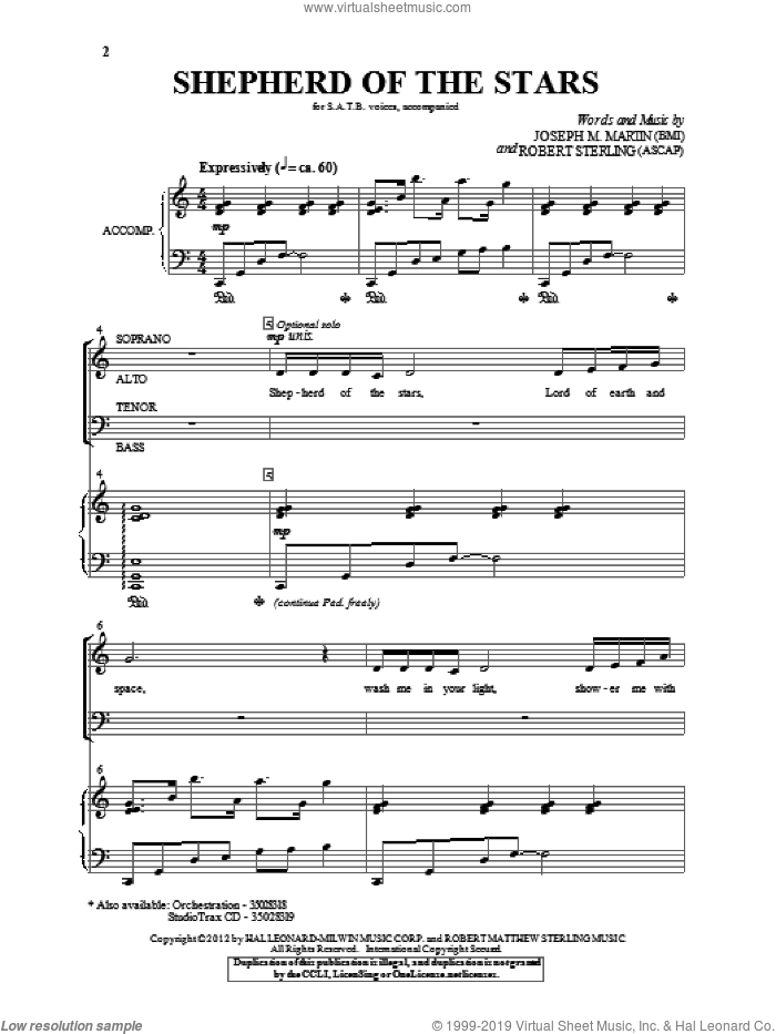 Shepherd Of The Stars sheet music for choir (SATB: soprano, alto, tenor, bass) by Joseph M. Martin and Robert Sterling, intermediate skill level