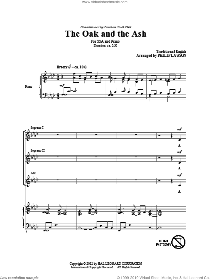 The Oak And The Ash (Love Will Find Out The Way) sheet music for choir (SSA: soprano, alto) by Philip Lawson and Miscellaneous, intermediate skill level
