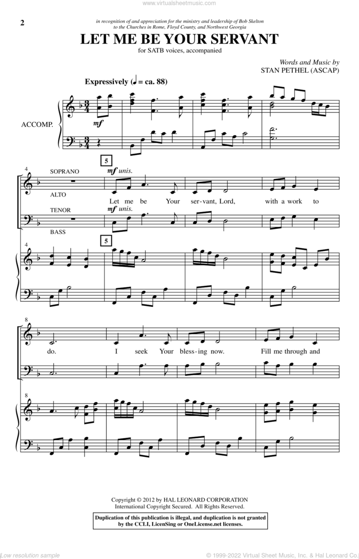 Let Me Be Your Servant sheet music for choir (SATB: soprano, alto, tenor, bass) by Stan Pethel, intermediate skill level