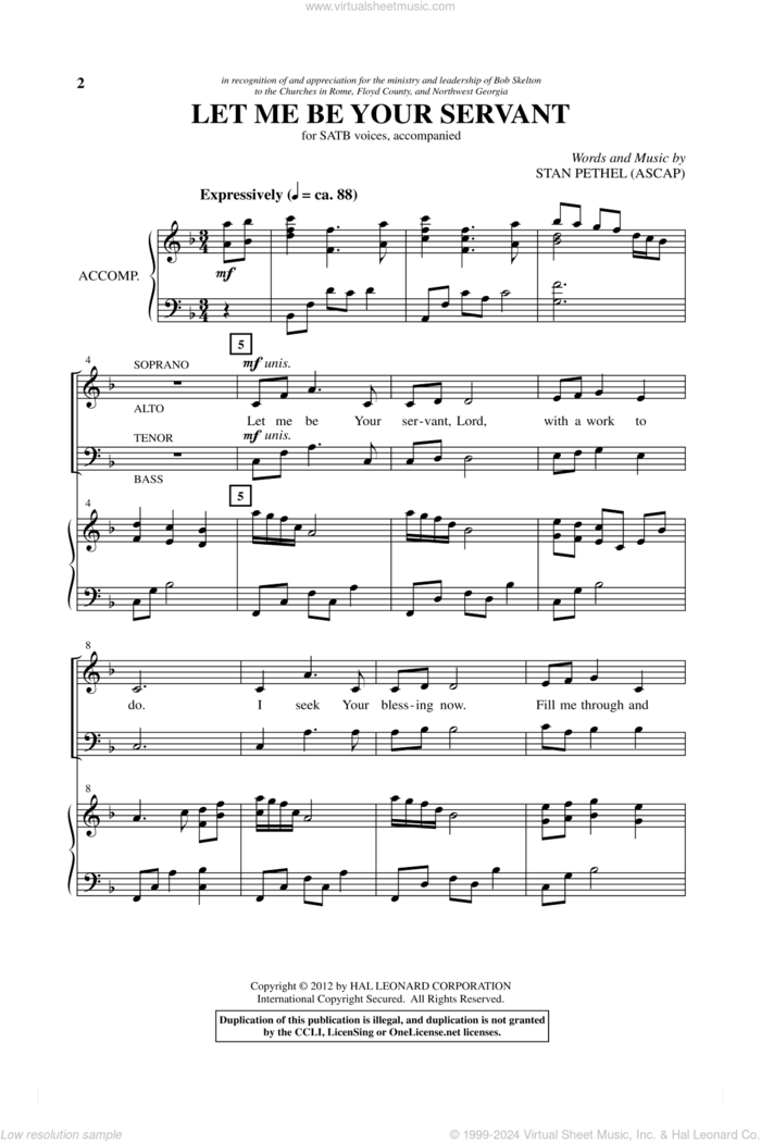 Let Me Be Your Servant sheet music for choir (SATB: soprano, alto, tenor, bass) by Stan Pethel, intermediate skill level