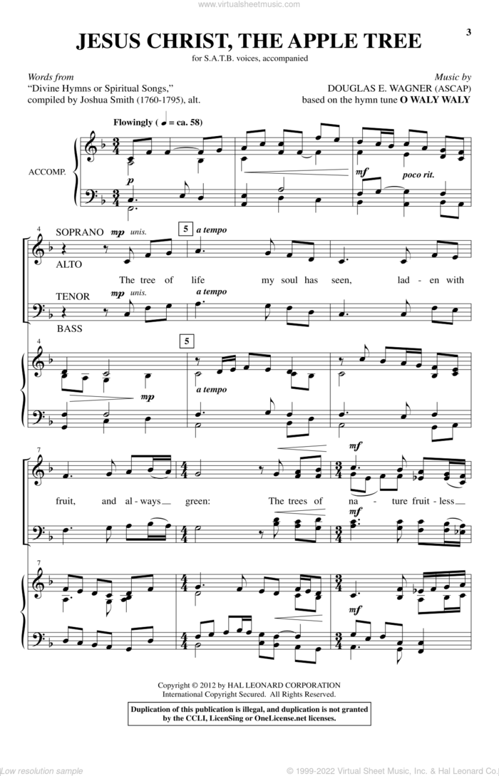 Jesus Christ, The Apple Tree sheet music for choir (SATB: soprano, alto, tenor, bass) by Douglas E. Wagner, intermediate skill level