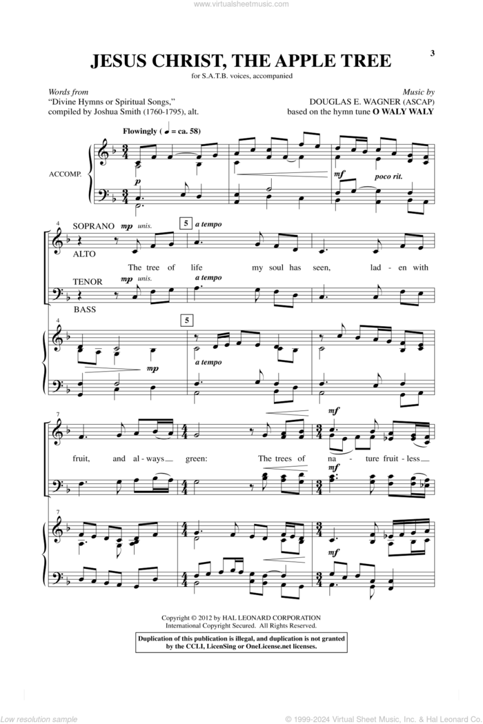 Jesus Christ, The Apple Tree sheet music for choir (SATB: soprano, alto, tenor, bass) by Douglas E. Wagner, intermediate skill level