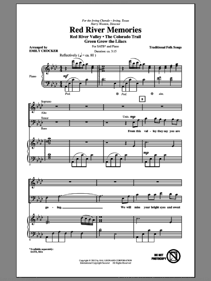 Red River Memories (Medley) sheet music for choir (SATB: soprano, alto, tenor, bass) by Emily Crocker, intermediate skill level