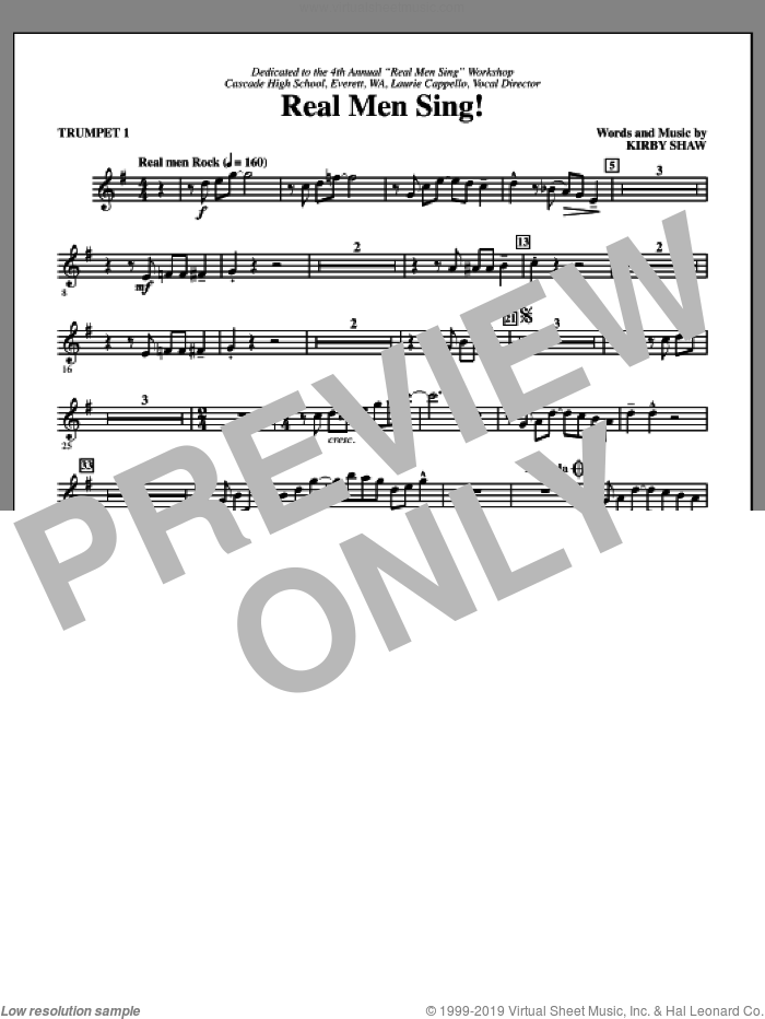 Real Men Sing! (complete set of parts) sheet music for orchestra/band by Kirby Shaw, intermediate skill level