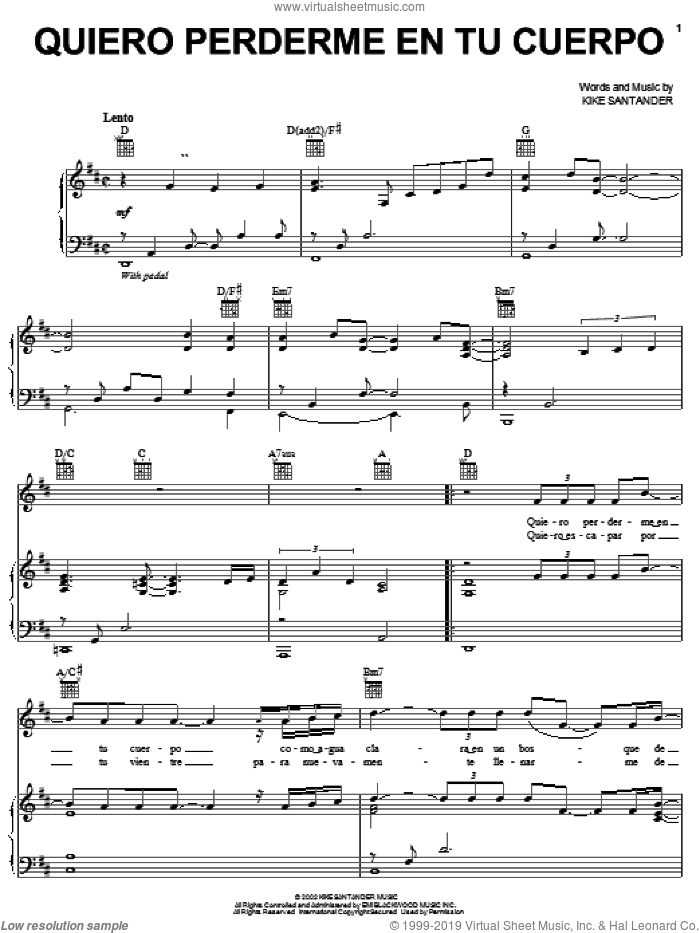 Quiero Perderme En Tu Cuerpo sheet music for voice, piano or guitar by David Bisbal and Kike Santander, intermediate skill level