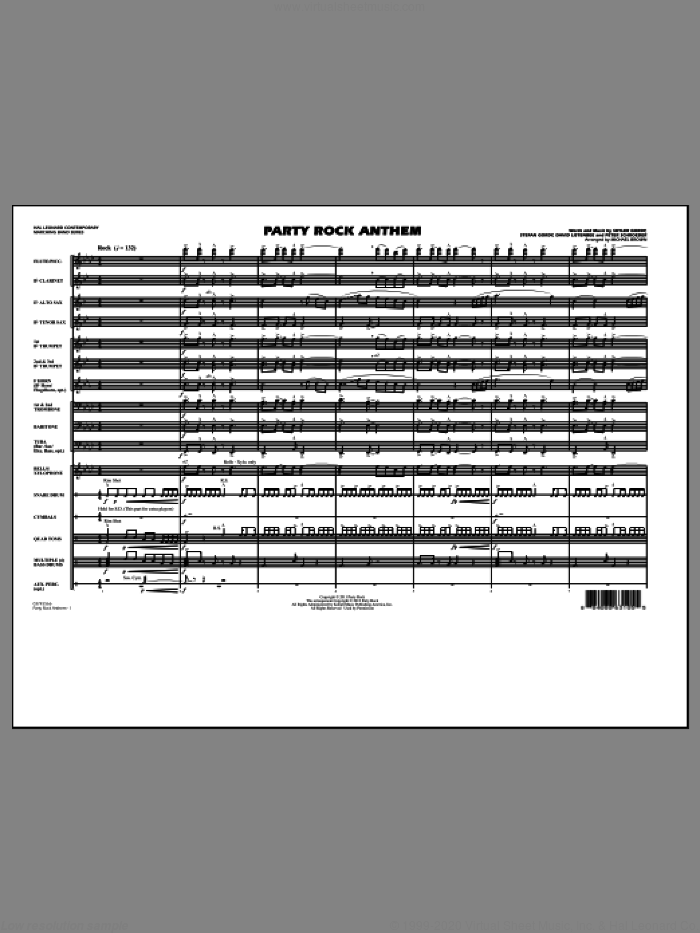 Party Rock Anthem (COMPLETE) sheet music for marching band by Michael Brown, David Listenbee, LMFAO, Peter Schroeder, Skyler Gordy and Stefan Gordy, intermediate skill level
