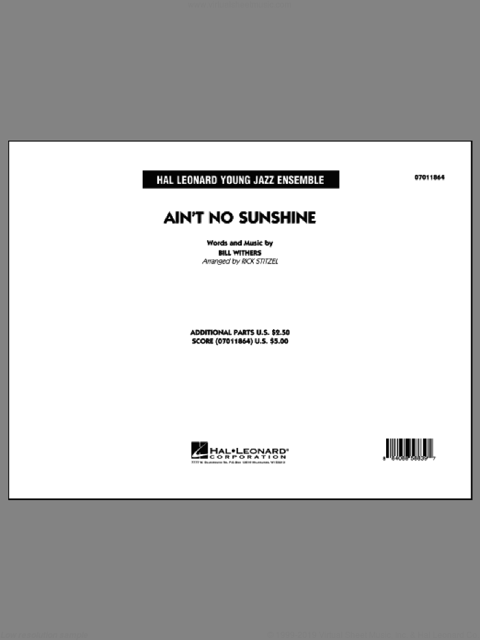 Ain't No Sunshine (COMPLETE) sheet music for jazz band by Bill Withers and Rick Stitzel, intermediate skill level