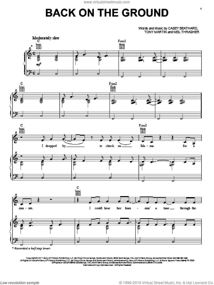 Back On The Ground sheet music for voice, piano or guitar by Scotty McCreery, Casey Beathard, Neil Thrasher and Tony Martin, intermediate skill level