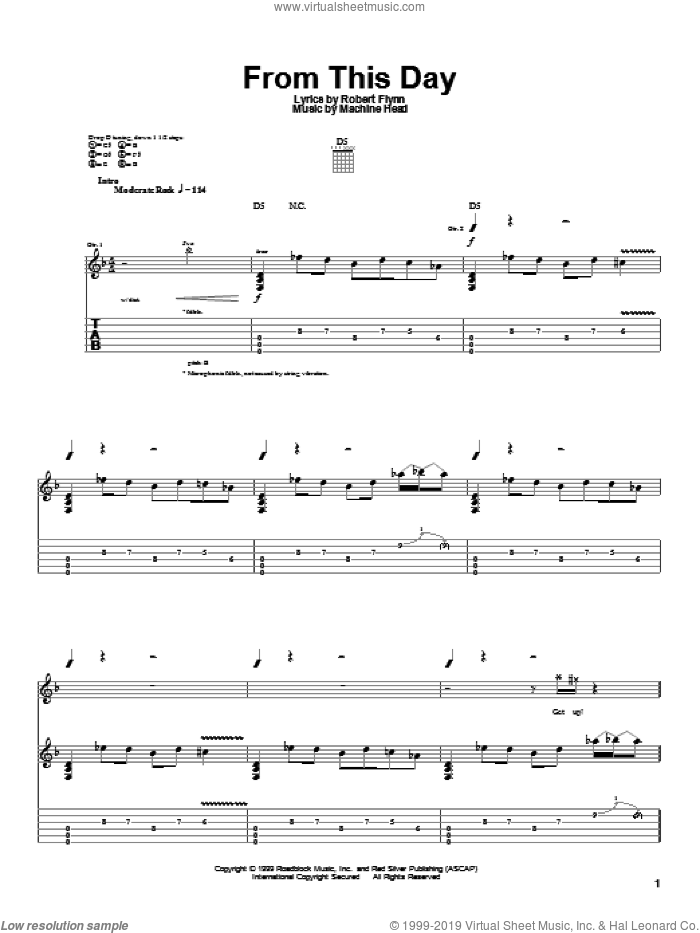 From This Day sheet music for guitar (tablature) by Machine Head and Robert Flynn, intermediate skill level