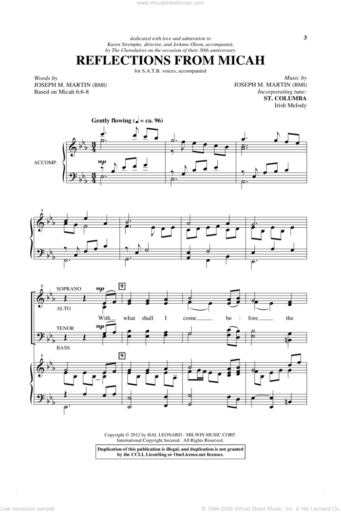 Reflections From Micah sheet music for choir (SATB: soprano, alto, tenor, bass) by Joseph M. Martin, intermediate skill level