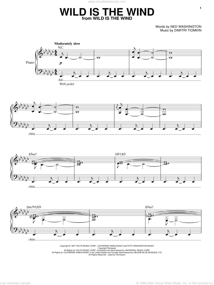 Wild Is The Wind sheet music for voice and piano by Esperanza Spalding, Dimitri Tiomkin and Ned Washington, intermediate skill level