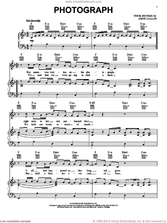 Photograph sheet music for voice, piano or guitar by Jamie Cullum, intermediate skill level