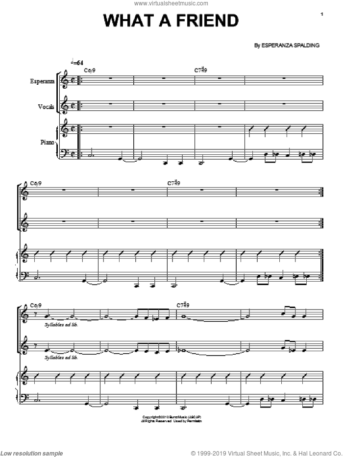 What A Friend sheet music for voice and piano by Esperanza Spalding, intermediate skill level