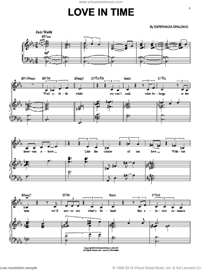 Love In Time sheet music for voice and piano by Esperanza Spalding, intermediate skill level