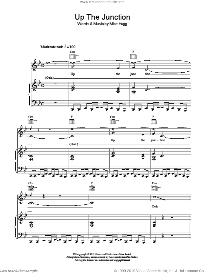 Up The Junction sheet music for voice, piano or guitar by Manfred Mann and Mike Hugg, intermediate skill level