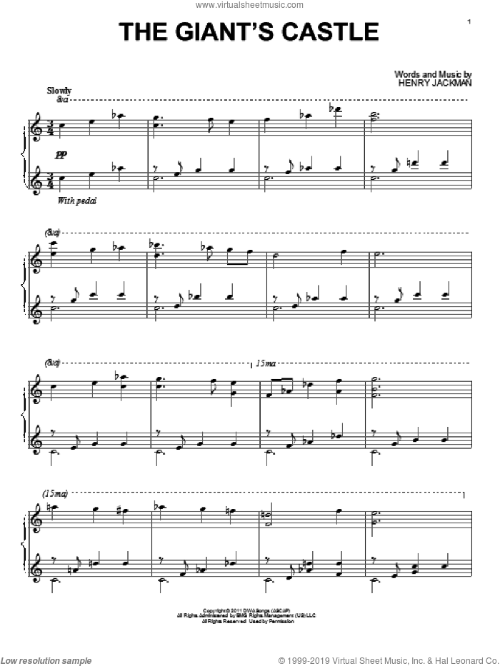 The Giant's Castle sheet music for piano solo by Henry Jackman, intermediate skill level