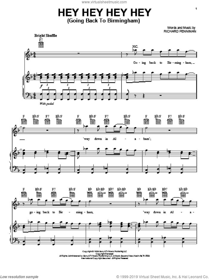 Hey Hey Hey Hey sheet music for voice, piano or guitar by Bob Seger and Richard Penniman, intermediate skill level
