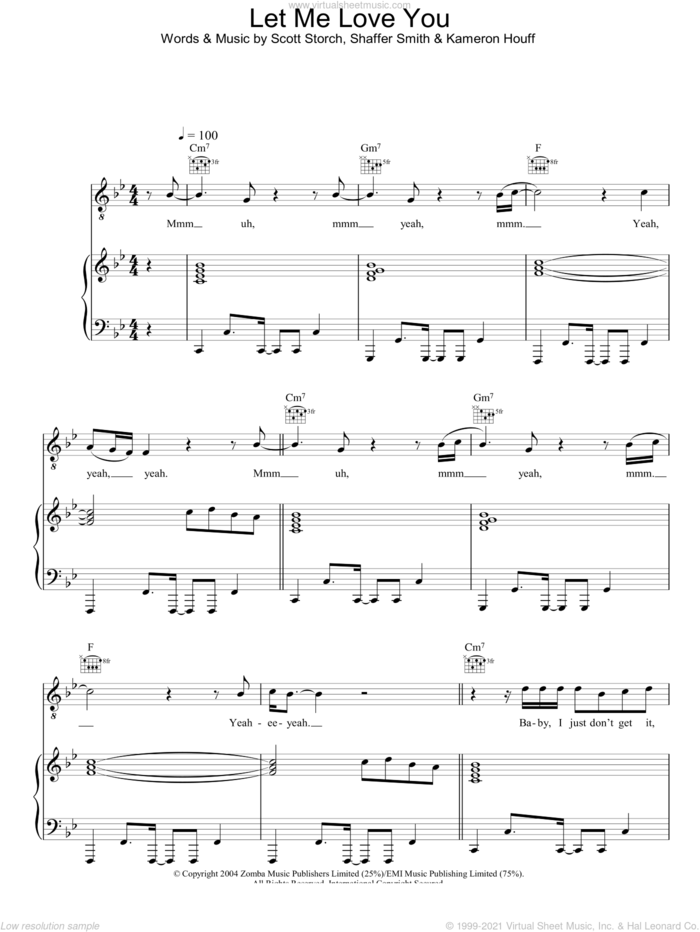 Let Me Love You sheet music for voice, piano or guitar by Mario, Kameron Houff, Scott Storch and Shaffer Smith, intermediate skill level