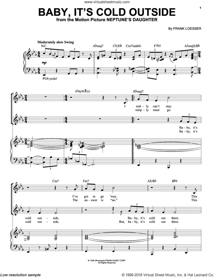 Baby, It's Cold Outside sheet music for voice, piano or guitar by Landau Eugene Murphy, Jr., intermediate skill level
