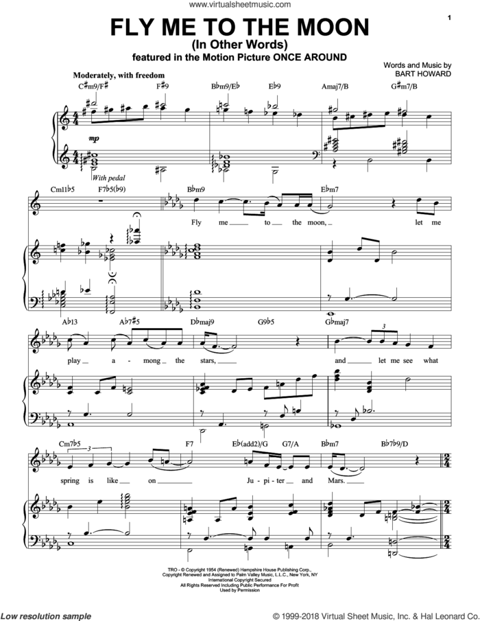 Fly Me To The Moon (In Other Words) sheet music for voice, piano or guitar by Landau Eugene Murphy, Jr. and Bart Howard, wedding score, intermediate skill level