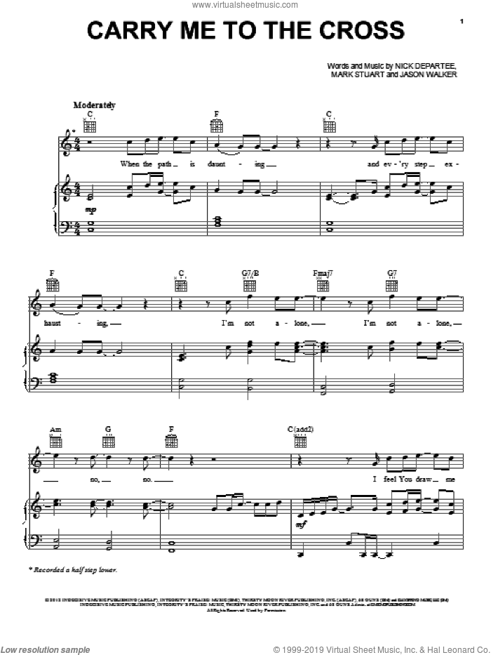 Carry Me To The Cross sheet music for voice, piano or guitar by Kutless, Jason Walker, Mark Stuart and Nick De Partee, intermediate skill level