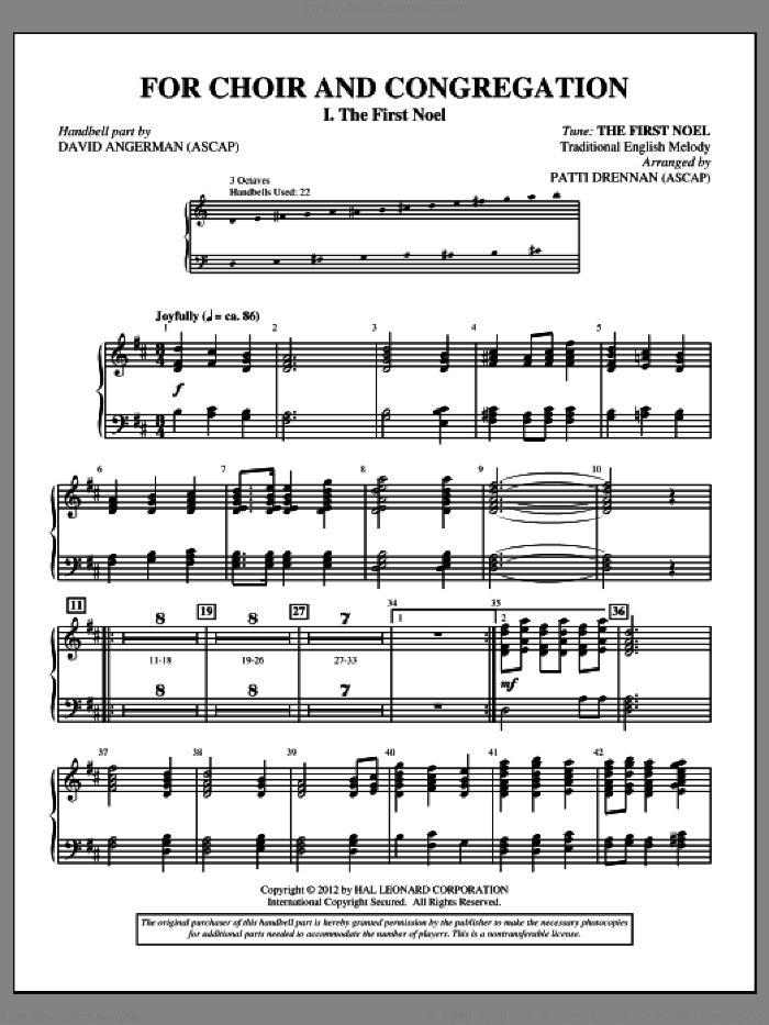 For Choir And Congregation, Volume 3 sheet music for handbells by Patti Drennan, intermediate skill level