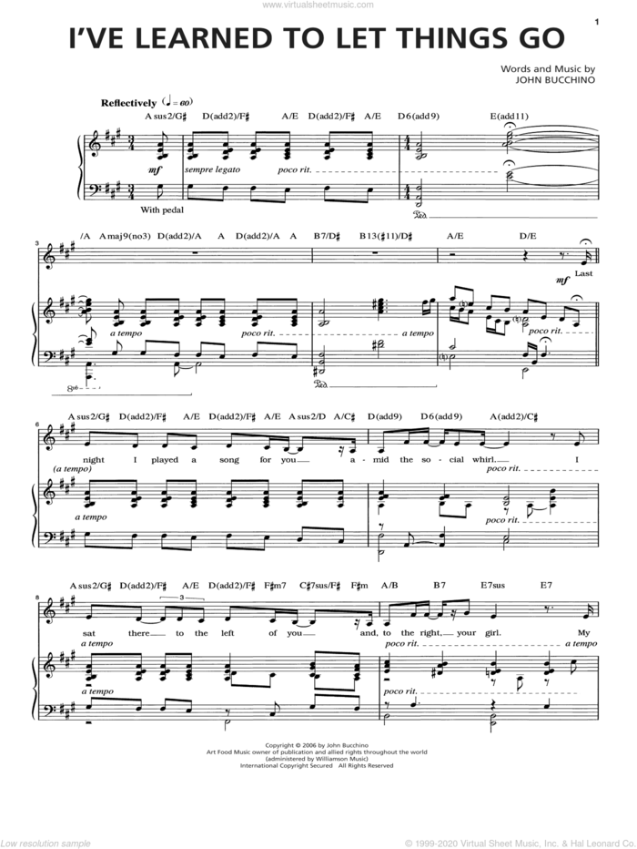 I've Learned To Let Things Go sheet music for voice and piano by John Bucchino, intermediate skill level