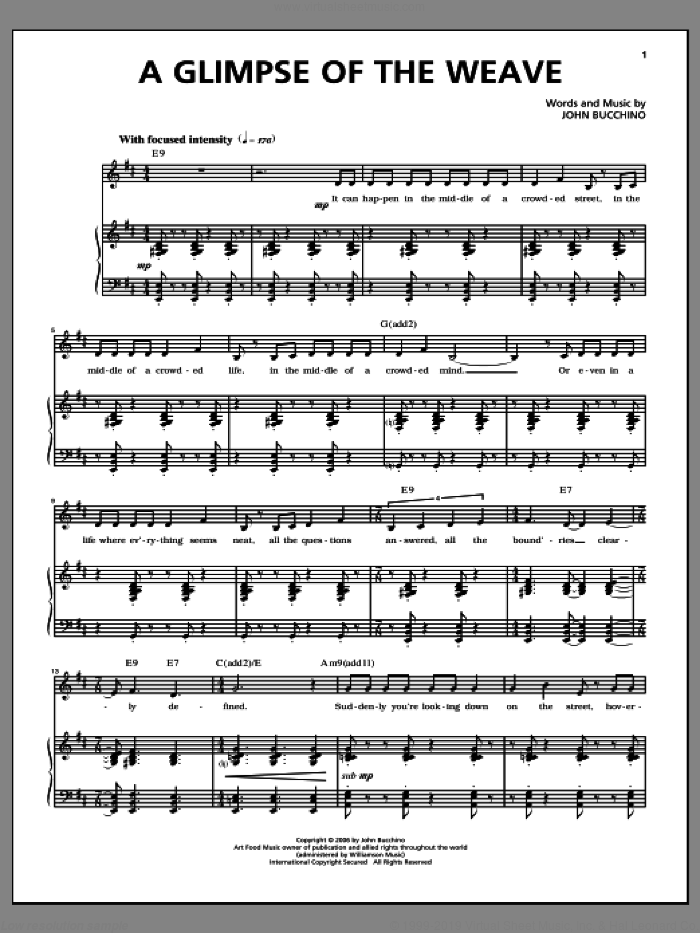 A Glimpse Of The Weave sheet music for voice and piano by John Bucchino, intermediate skill level
