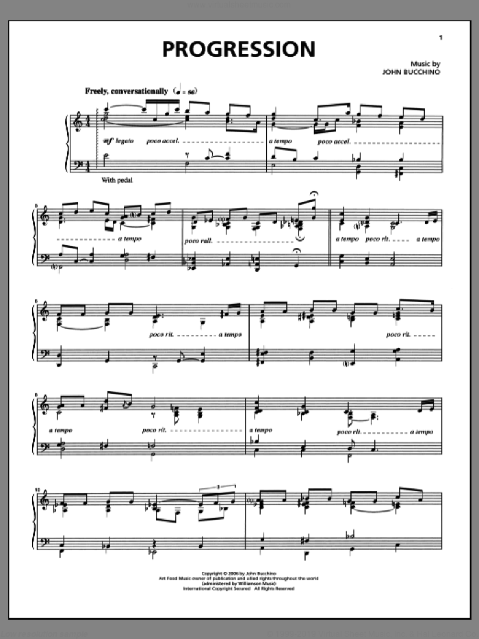 Progression sheet music for voice and piano by John Bucchino, intermediate skill level