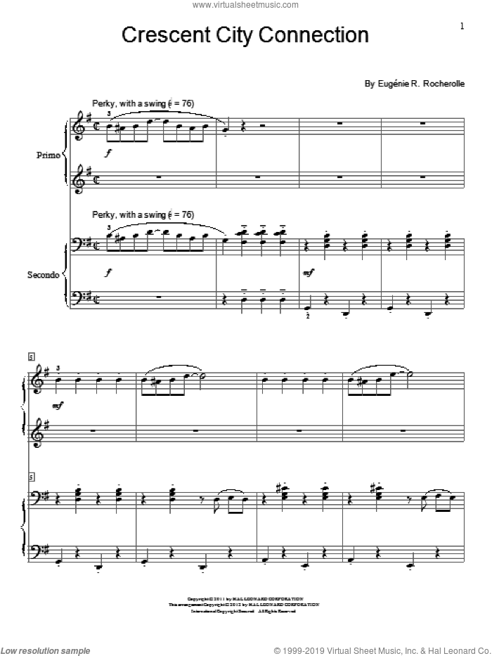 Crescent City Connection sheet music for piano four hands by Wendy Stevens, Phillip Keveren, Sondra Clark and Eugenie Rocherolle, intermediate skill level