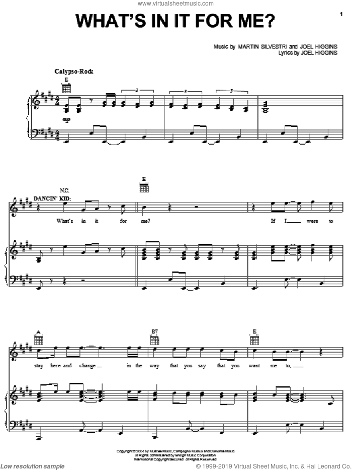 What's In It For Me? sheet music for voice, piano or guitar by Joel Higgins, Johnny Guitar (Musical) and Martin Silvestri, intermediate skill level