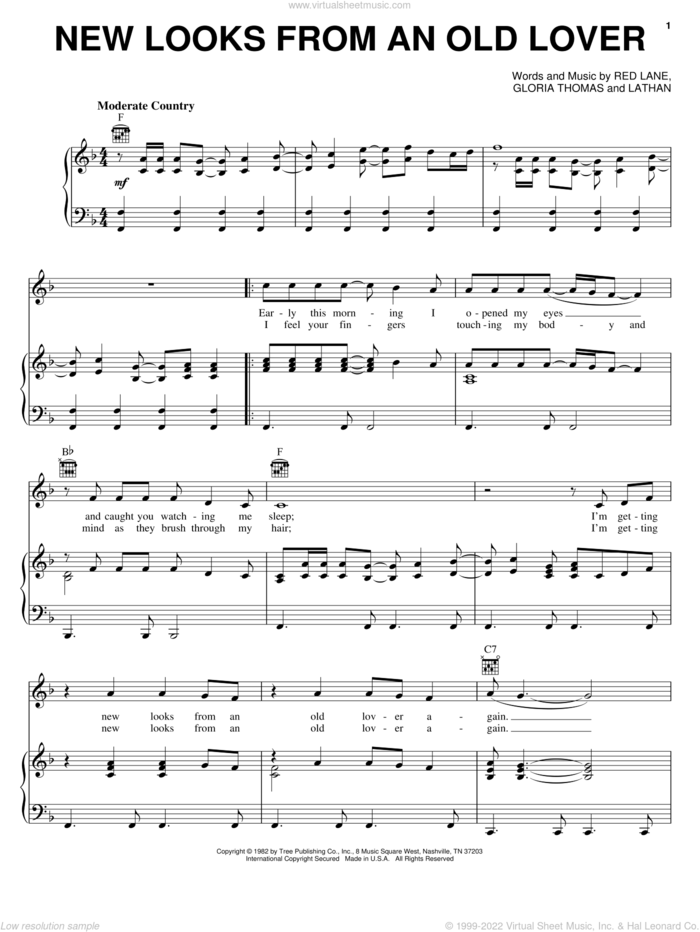 New Looks From An Old Lover sheet music for voice, piano or guitar by B.J. Thomas, Gloria Thomas, Lathan Hudson and Red Lane, intermediate skill level
