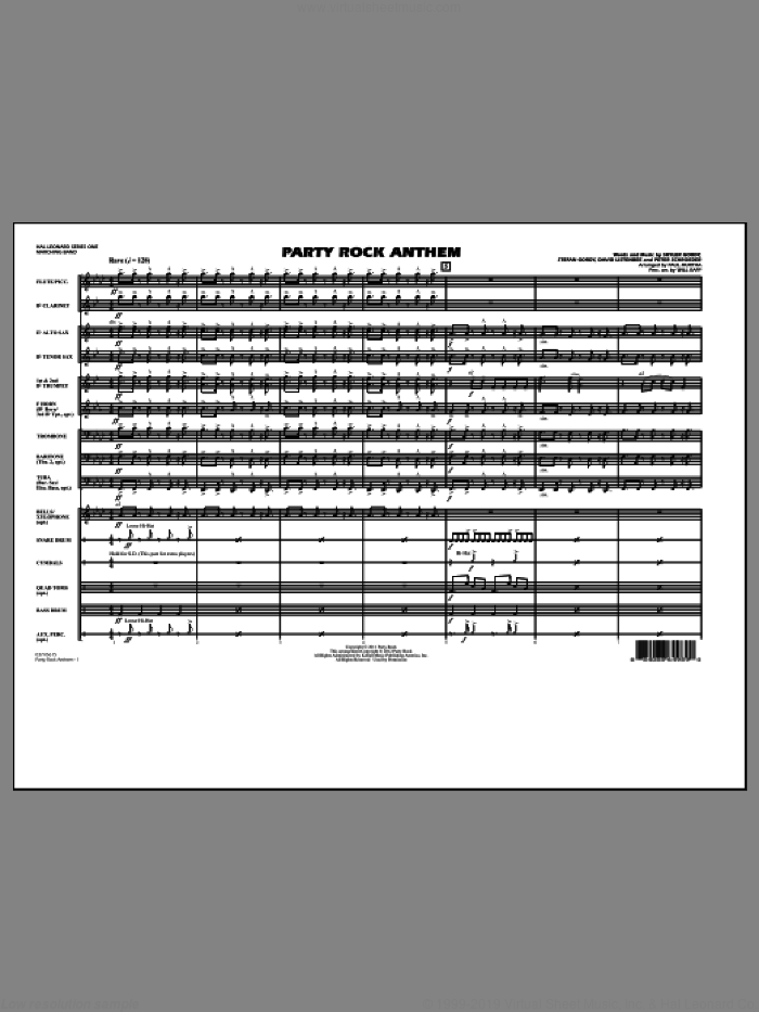Party Rock Anthem (COMPLETE) sheet music for marching band by Paul Murtha, David Listenbee, Peter Schroeder, Skyler Gordy, Stefan Gordy, LMFAO and Will Rapp, intermediate skill level