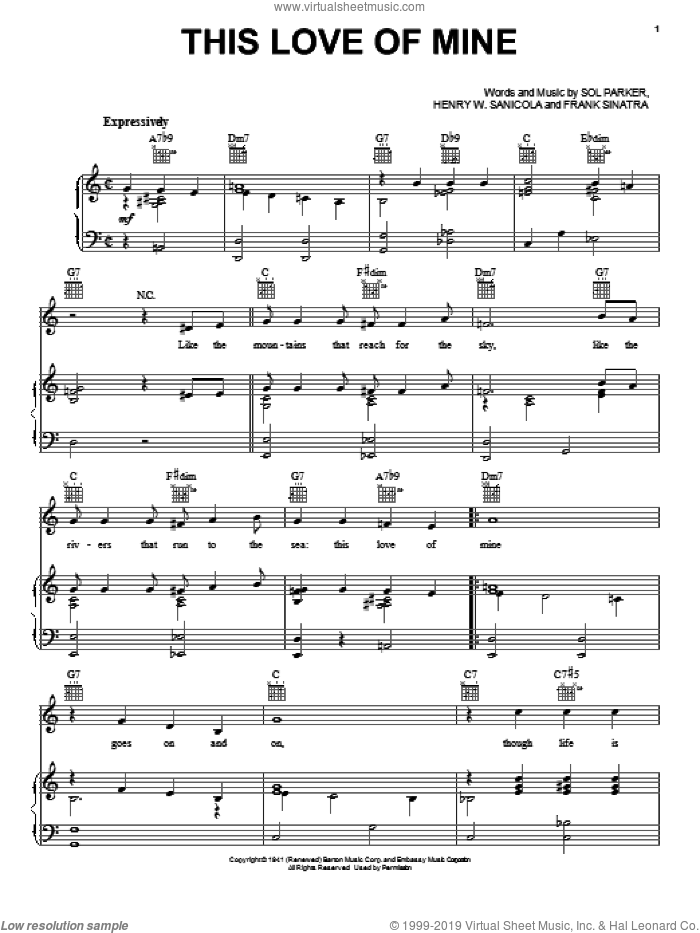 This Love Of Mine sheet music for voice, piano or guitar by Frank Sinatra, Henry W. Sanicola and Sol Parker, wedding score, intermediate skill level