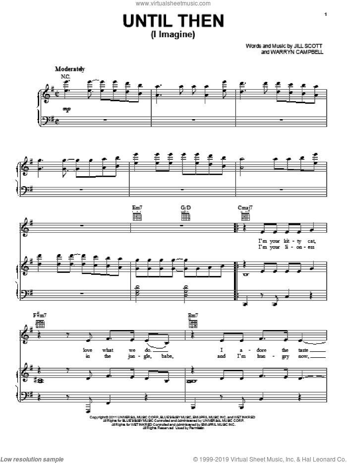 Until Then (I Imagine) sheet music for voice, piano or guitar by Jill Scott and Warryn Campbell, intermediate skill level