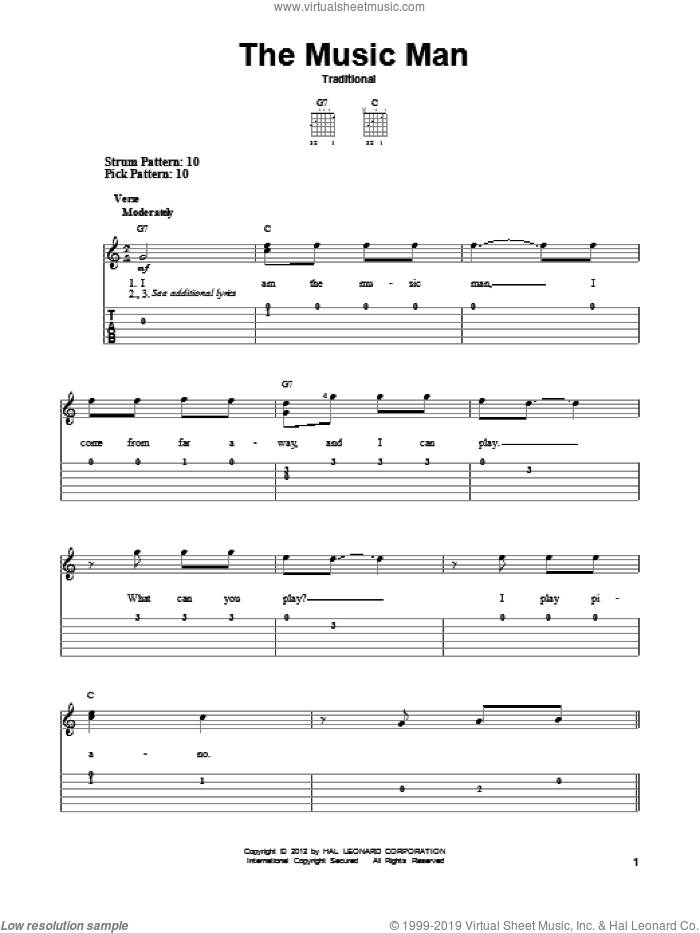 The Music Man sheet music for guitar solo (easy tablature), easy guitar (easy tablature)