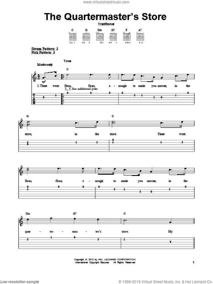 The Quartermaster's Store sheet music for guitar solo (easy tablature), easy guitar (easy tablature)